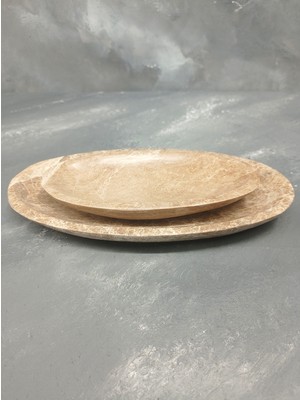 X Mermer Mermer Oval Tabak-2'li