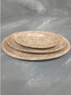 X Mermer Oval Tabak 3'lü