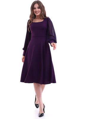 Rokka Moda Yuvarlak Yaka Midi Elbise