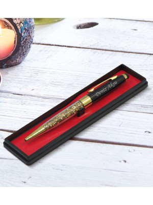 Bk Gift Kişiye Özel Isimli Siyah-Gold Taşlı Metal Touchpen Tükenmez Kalem,yeni Iş Hediyesi,ofis Hediyesi