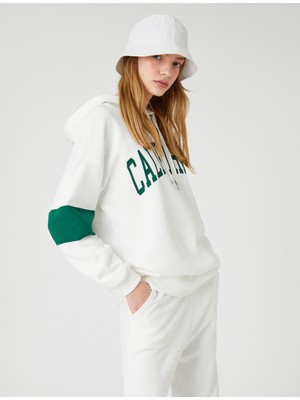 Koton Kolej Sweatshirt Kapüşonlu Işlemeli Uzun Kollu