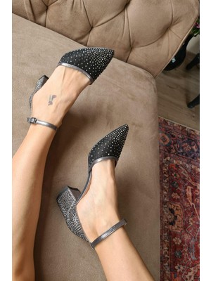 Topukla 036 650 Topukla Kadın 5 cm Topuklu Taşlı Abiye Ayakkabı