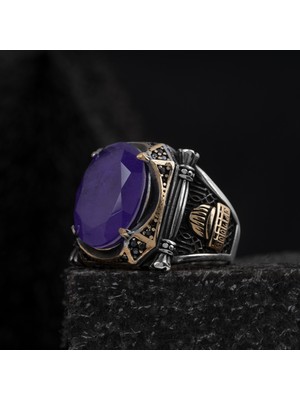 Rev Silver 925 Ayar Gümüş Yüzük Oval Zirkon ve Topaz Taşı Kristal Kesim Kubbe