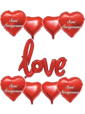 Bal10 Dünyası Sevgililer Günü Konsept  9'lu Love Set Folyo Balon