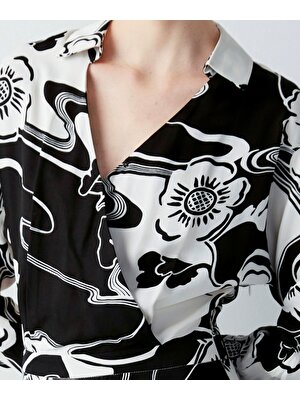İpekyol Çiçek Desen Piliseli Gömlek Elbise