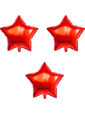 Bal10 Dünyası Sevgililer Günü Kırmızı Folyo Yıldız Balon 45 cm 3 Adet