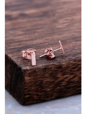 Sümer Telkari I Harfi Rose Gümüş Küpe 5972