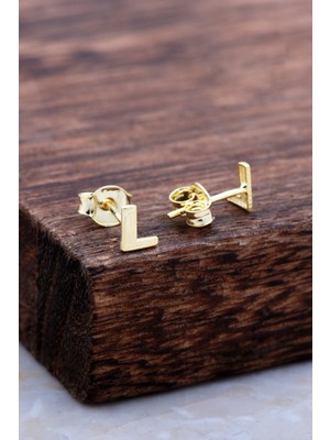 Sümer Telkari L Harfi Altın Kaplama Gümüş Küpe 5977