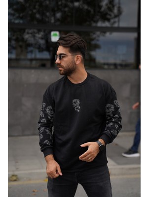 EM Brothers Sweatshirt Oversize Baskılı Siyah