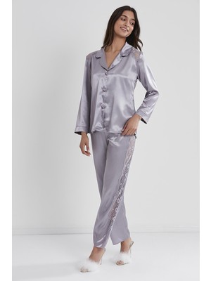 Pierre Cardin 1438 Saten Dantelli Pijama Takımı