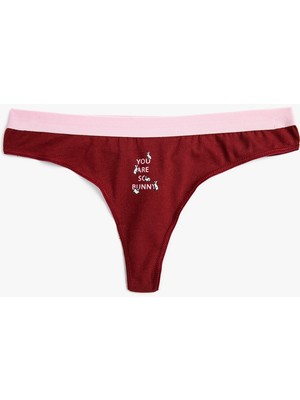 String Külot Slogan Baskılı Ribanalı