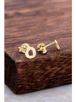 Sümer Telkari O Harfi Altın Kaplama Gümüş Küpe 5986