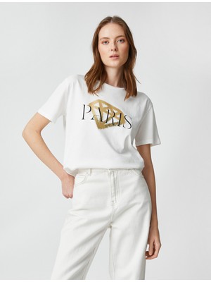 Koton Baskılı Tişört Kısa Kollu Bisiklet Yaka