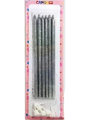 Tinky Winky Pasta Mumu 3'lü Kalp ve Yıldız Figürlü Mum Gümüş Renk