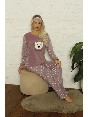 Fanarma Kadın Baskılı Polar Peluş Pijama Takımı