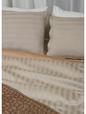 Pırıltı Collection Çift Kişilik Pamuk Saten Nevresimtakımı (Stripe Çizgili)