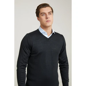 D'S Damat Regular Fit Siyah Düz Örgü Kazak 5HF060632003D