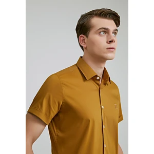 D'S Damat TWN Slim Fit Hardal Düz Stretch Gömlek 8EC02EE44326D