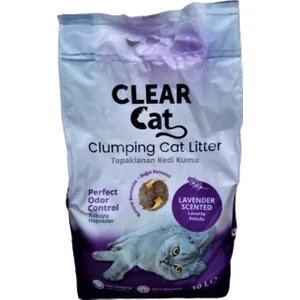 Clear Cat 1 Adet Kedi Kumu 10 Lt Lavanta Topaklanan Kedi Kumu Doğal Bentonit