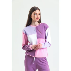 Pembe Parçalı Patchwork Sweatshirt