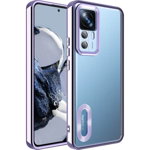 M.TK Moveteck Xiaom Mi 12T Pro Kılıf Kamera Lens Korumalı Parlak Renkli Kenar Logosu Açık Derin Mor