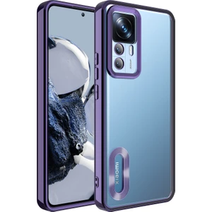 M.TK Moveteck Xiaom Mi 12T Pro Kılıf Kamera Lens Korumalı Parlak Renkli Kenar Logosu Açık Derin Mor