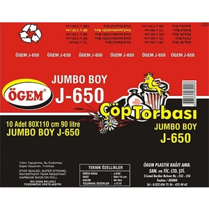 Çöp Torbası Ağır Hizmet J-650 5 Adet