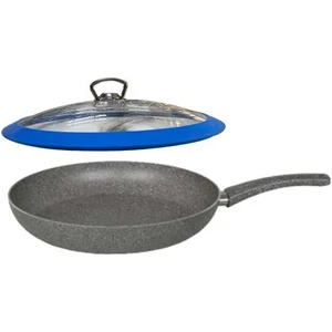 26 cm Granit Tava Mavi Silikon Kapaklı