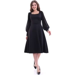 Rokka Moda Yuvarlak Yaka Midi Elbise