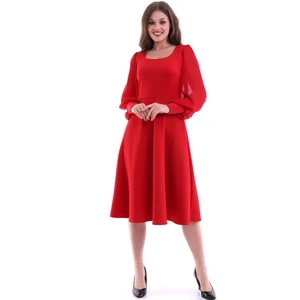 Rokka Moda Yuvarlak Yaka Midi Elbise