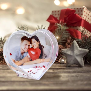 Hediye Kesesi Kişiye Özel Fotoğraf Baskılı Kalp Fotoğraflı Kar Küresi