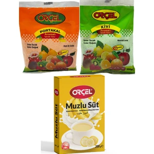 Muzlusüt 200GR. + Orçel Kivi 300GR. + Orçel Portakal 300GR. Aromalı Içecek Tozu Oralet Çay