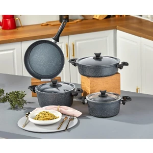 Master Cook 4'lü 7 Parça Granit Tencere Seti Uzay Grisi