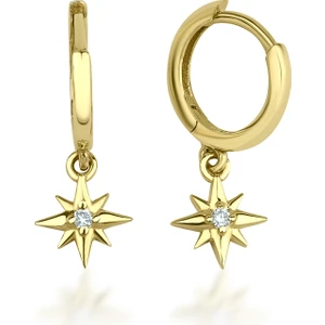 Kairos Jewelry 14 Ayar Altın Kuzey Yıldızı Halka Küpe KRS-K29-14GEZ