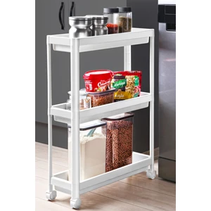Frapan Home Tekerlekli Raf Ünitesi 3 Katlı Mutfak Rafı Banyo Rafı Banyo Düzenleyici Organizer