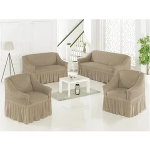 Bürümcük Koltuk Kanepe Örtüsü Takımı Lastikli Etekli 3+3+1+1 Koltuk Örtüsü