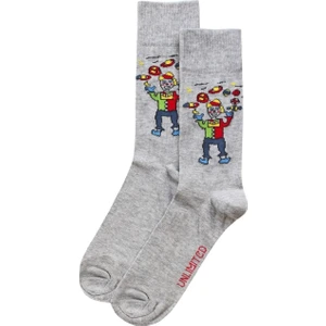 Unlimited Legwear Hayal Gücü Merkezi Derneği Çocukarın Çizimlerinden Palyaço Desenli Gri Erkek Çorabı