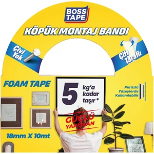 Boss Tape Çift Taraflı Beyaz Köpük Aksesuar Montaj Bandı En:18mm Boy:10mt