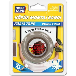 Boss Tape Çift Taraflı Köpük Montaj Bandı 19 mm x 2 M