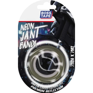 Boss Tape Araç Otomobil Motosiklet Parlayan Reflektörlü Beyaz Neon Jant Bandı Sertifikalı En:7mm Boy:7mt
