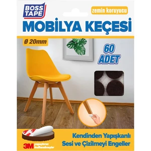 Boss Tape 3M Yapışkanlı 60 Adet 20MM Kahve Mobilya Sandalye Masa Ayağı Keçesi