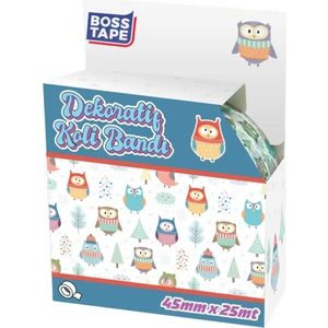 Boss Tape Dekoratif Ambalaj Paketleme Baykuş Desenli Koli Bandı En:45mm Boy:25mt