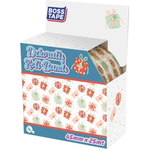 Boss Tape Dekoratif Ambalaj Paketleme Hediye Desenli Baskılı Koli Bandı En:45mm Boy:25mt