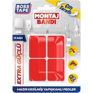 Boss Tape Hazır Kesilmiş Çift Taraflı Montaj Bandı 12'li
