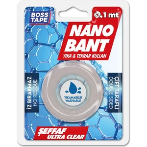 Boss Tape Nano Süper Güçlü 1 Metre Elastik Bant Şeffaf Yıkanabilir Balon Yapılabilir