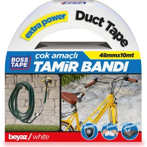 Boss Tape Tamir Bandı Beyaz En:48mm Boy:10mt Duct Tape Çok Amaçlı Kullanım