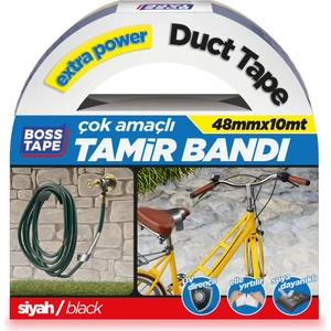 Boss Tape Tamir Bandı Siyah Bez En:48mm Boy:10mt Duct Tape Çok Amaçlı Kullanım