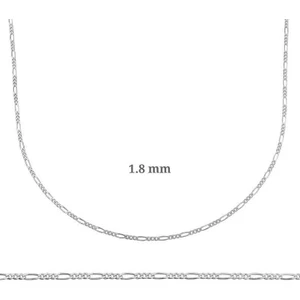 1.8 mm Gümüş Figaro Zincir - 0.50 mikron