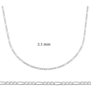 2.1 mm Gümüş Figaro Zincir - 0.60 mikron