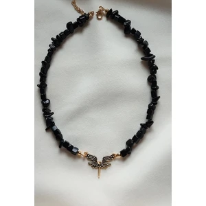 Bade Accessories Siyah Oniks Melek Doğaltaş Kolye
